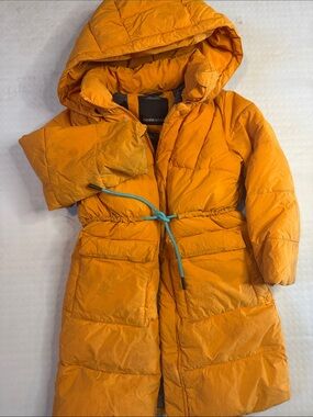Kids' Orange Puffer Coat with Hood